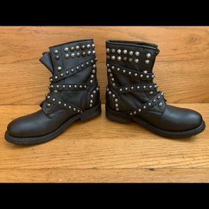 Ash Black Leather Studded Half Boot Size 6 EUR 36